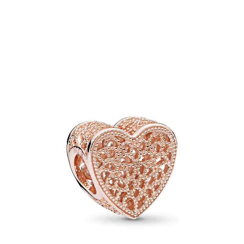 Pandora Filigree & Beaded Heart Charm NZ, Pandora Rose™ (053194-QYX)